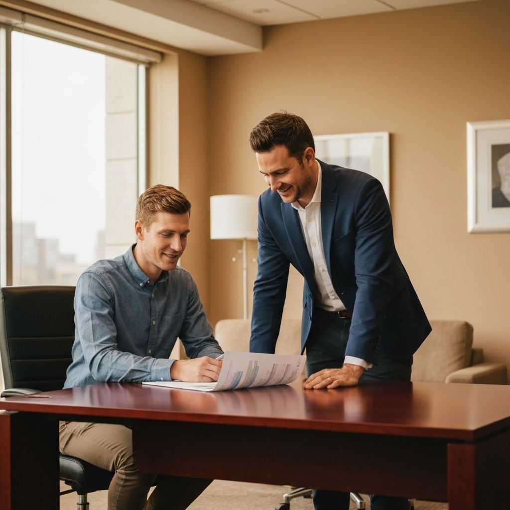 Doradca finansowy podczas konsultacji z klientem